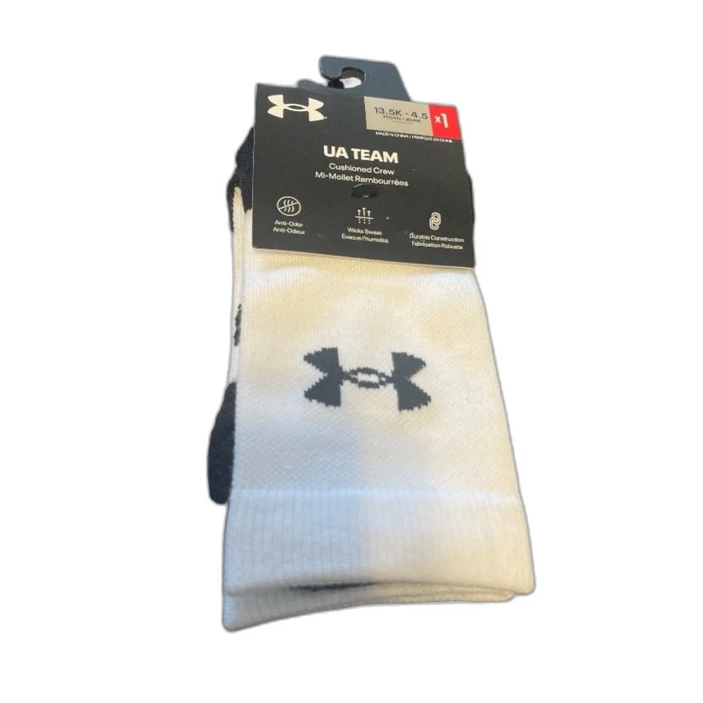 Under Armour Team cushioned crew socks size 13.5K-4.5 youth New